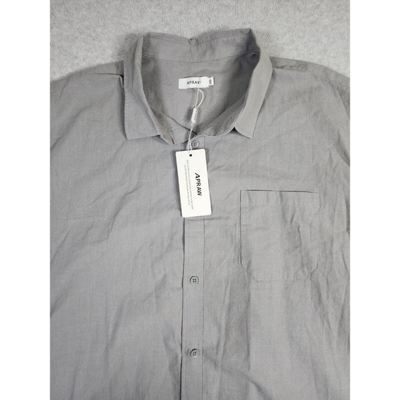 NWT APRAW Shirt Men's Gray Long Sleeve Linen Blend‎ Button Up Size XXL - Picture 2 of 9